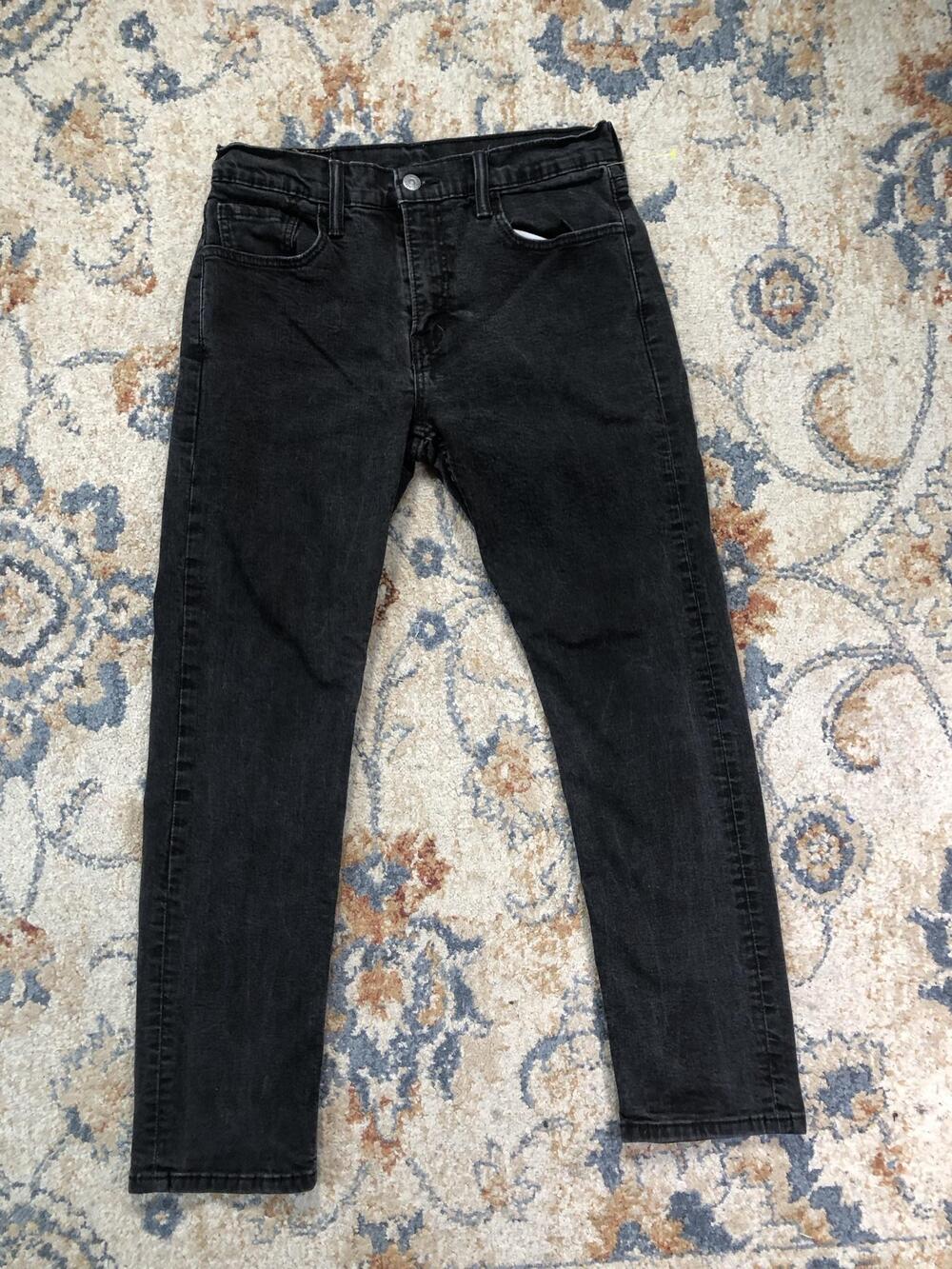 Levis 502 Jeans Mens 30x28 Black Charcoal Wash Regular Tapered Denim Pants
